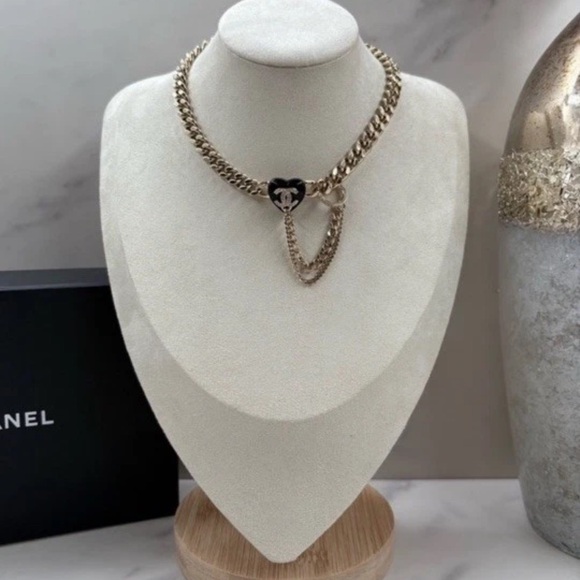New Chanel 22B Enamel Crystal CC Chain Choker Necklace - Picture 2 of 5